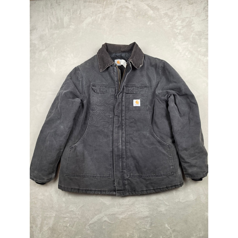 Vintage Carhartt C03 Arctic Traditional Coat Mens 48 Black Canvas Jacket 90s